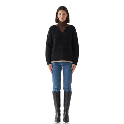 Sunoire grace-womens-oversized-cable-knit-sweater-v-neck-long-sleeve-jumper-front-hero-01--cutout.png