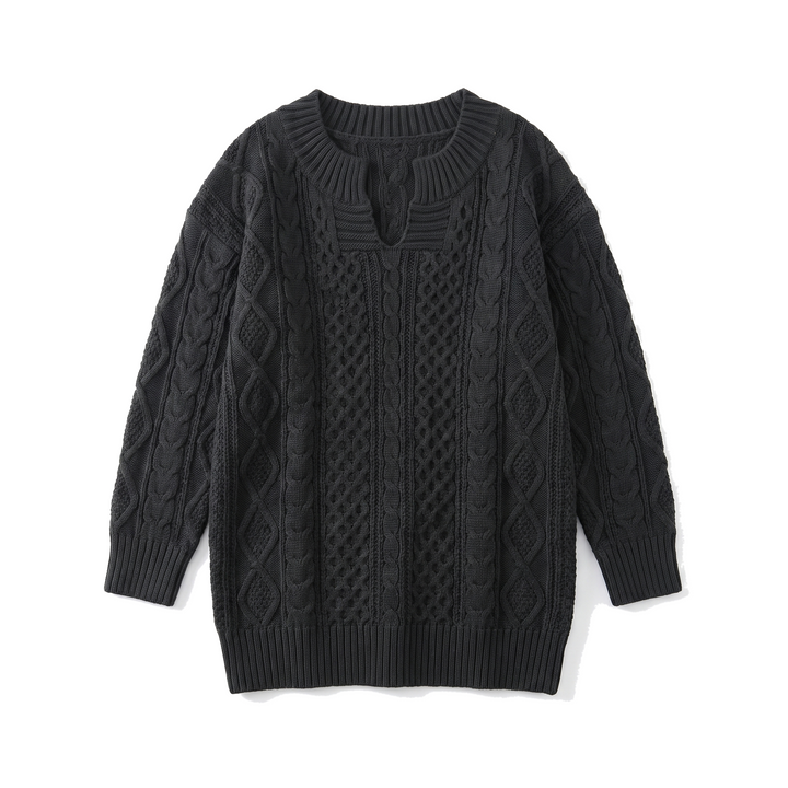Sunoire grace-womens-oversized-cable-knit-sweater-v-neck-long-sleeve-jumper-garment-flatlay-01--cutout.png