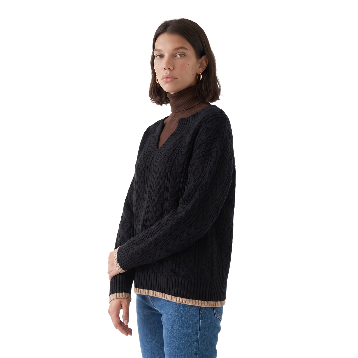 Sunoire grace-womens-oversized-cable-knit-sweater-v-neck-long-sleeve-jumper-top-crop-3q-01--cutout.png