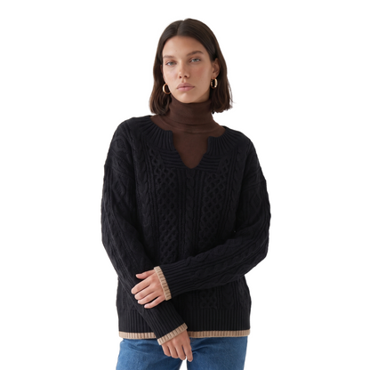 Sunoire grace-womens-oversized-cable-knit-sweater-v-neck-long-sleeve-jumper-top-front-crop-01--cutout.png
