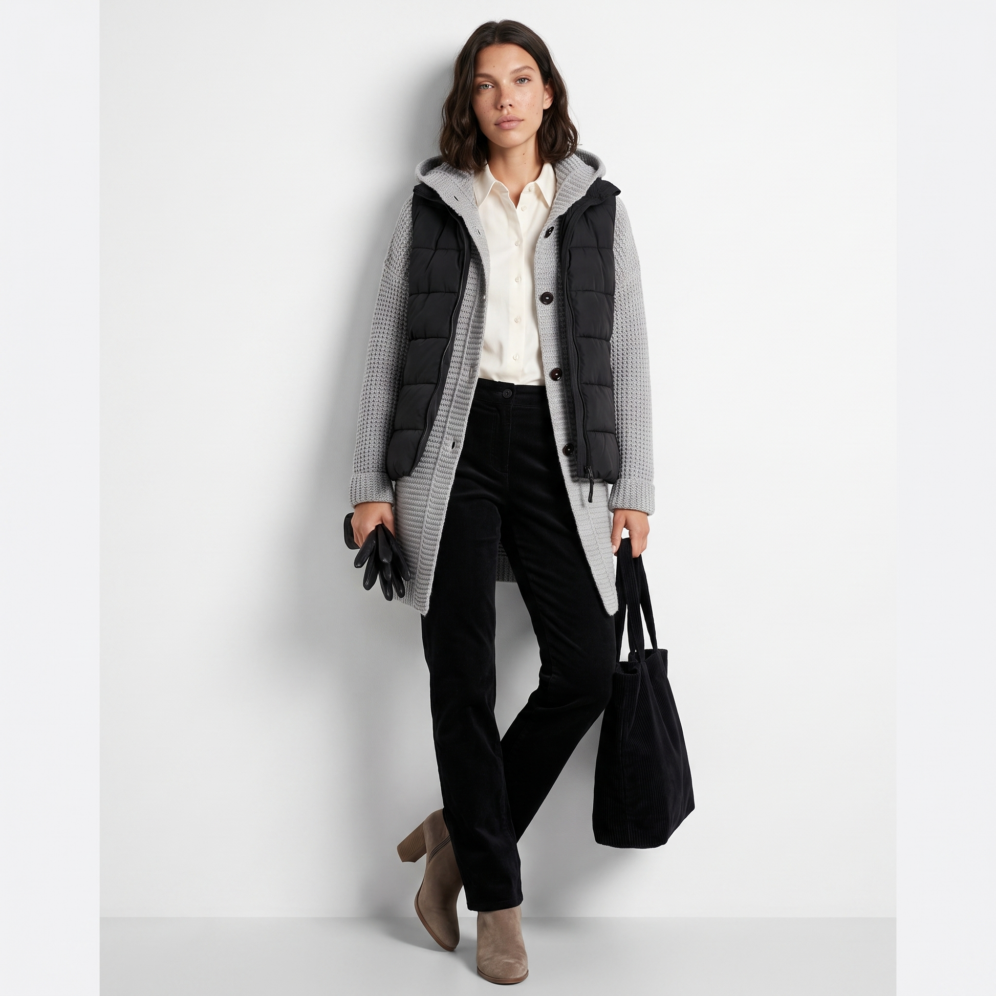 Sunoire grace womens relaxed fit hooded knit cardigan jacket front hero 01