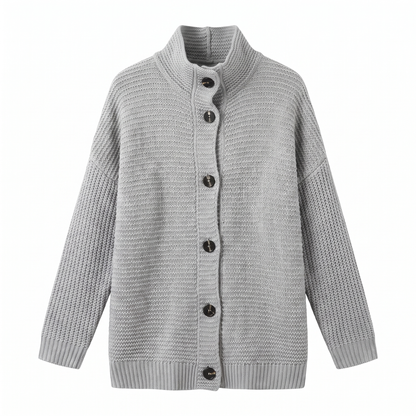Sunoire grace womens relaxed fit hooded knit cardigan jacket garment flatlay 01