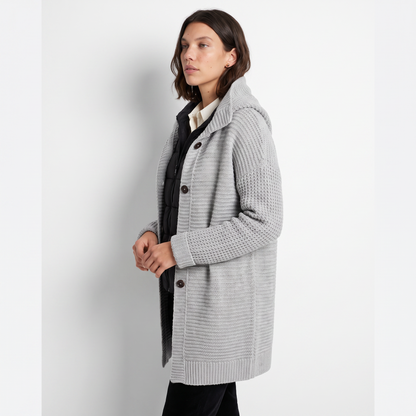 Sunoire grace womens relaxed fit hooded knit cardigan jacket top side crop 01