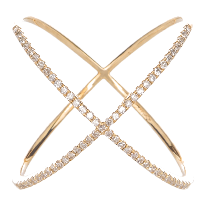 Sunoire unique fashion wholesale 925 sterling silver luxury minimalist x shape hollow out pave zircon ring fine jewelry rings for girls 01 flatlay 18k gold