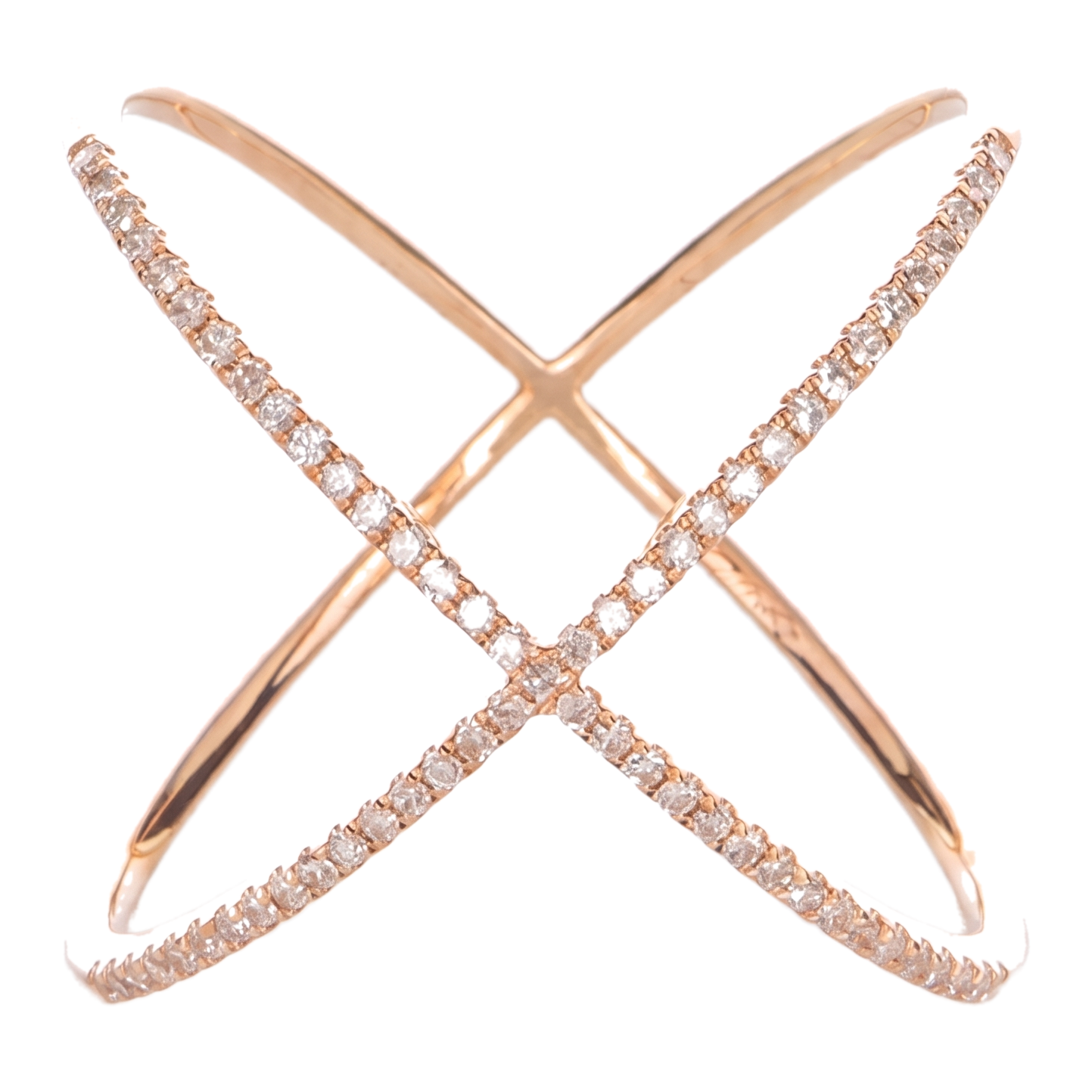 Sunoire unique fashion wholesale 925 sterling silver luxury minimalist x shape hollow out pave zircon ring fine jewelry rings for girls 04 flatlay rose gold