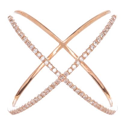 Sunoire unique fashion wholesale 925 sterling silver luxury minimalist x shape hollow out pave zircon ring fine jewelry rings for girls 04 flatlay rose gold
