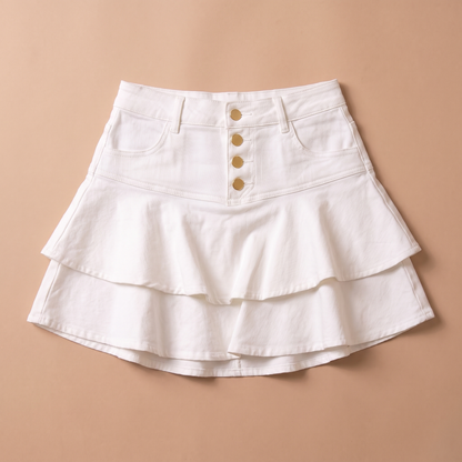 Sunoire guilia black denim skirt garment flatlay 01