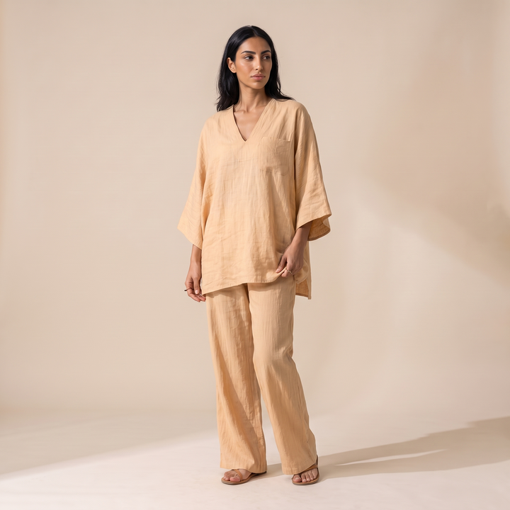 Sunoire harajuku vintage solid loose 2 piece outfits woman sexy v neck top pullover casual pants sets spring batwing sleeve boho suits three quarter 01