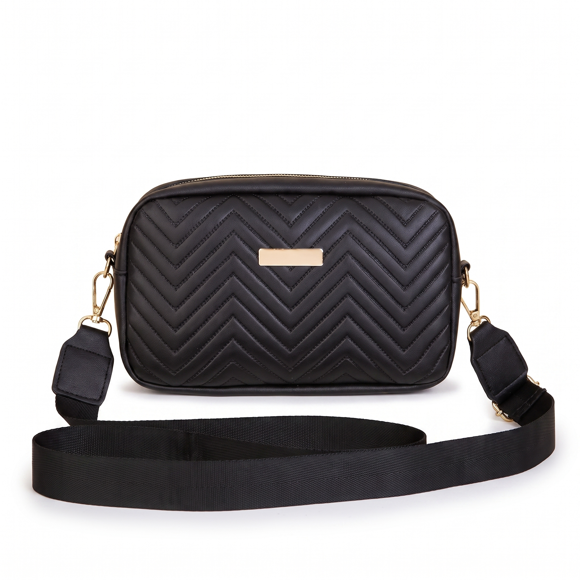 Sunoire harlow black quilted camera bag front hero 01