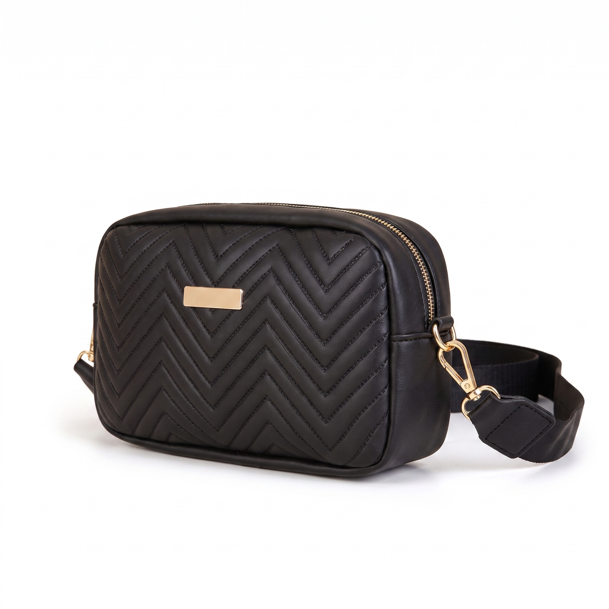 Sunoire harlow black quilted camera bag side view 01