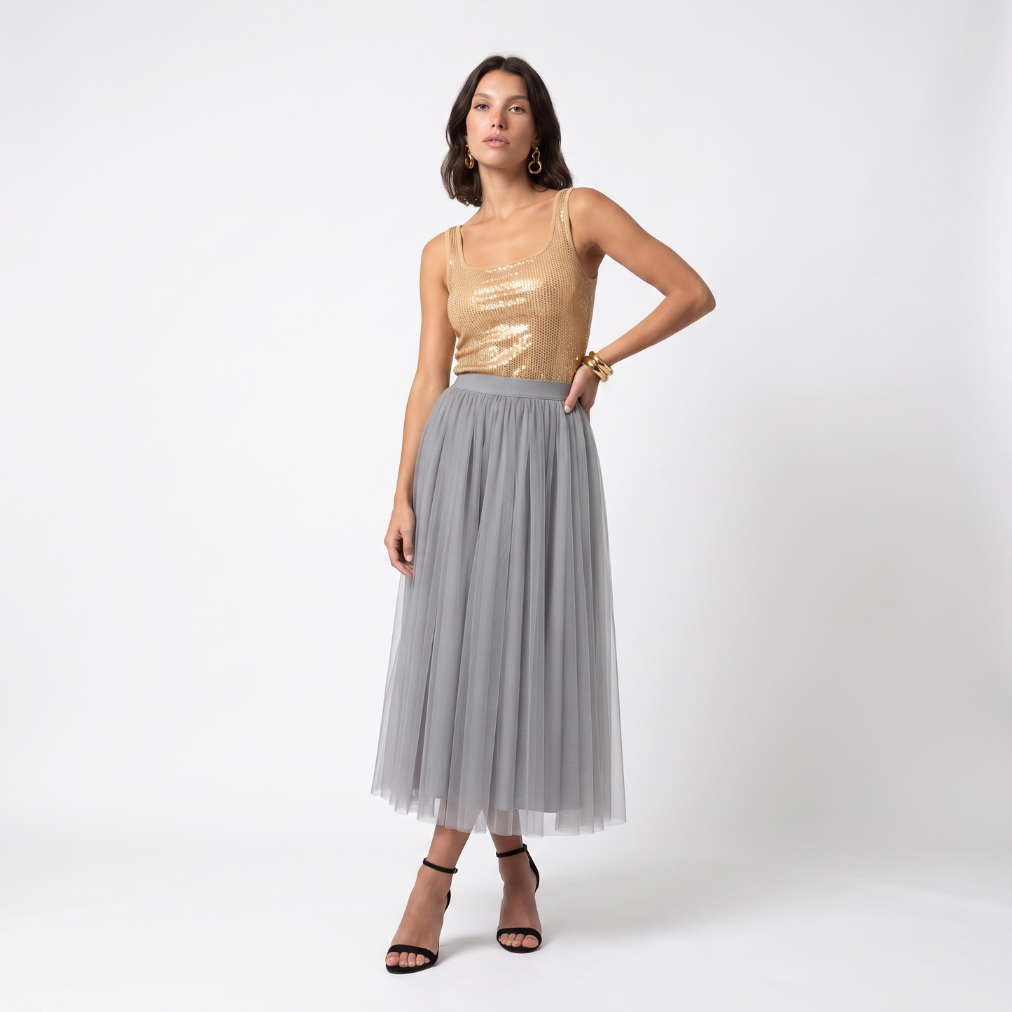 Sunoire heidi fashion langer knchelhoher rock colorway gray front hero 01
