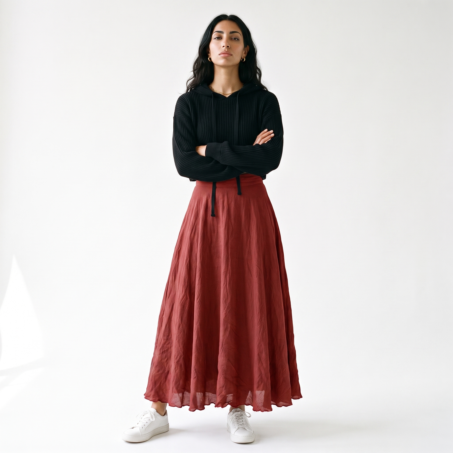 Sunoire heidi mode lange rocke fur damen colorway red front hero 01