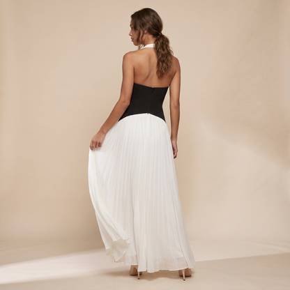 Sunoire helj08 cross border black backless dress back view 01