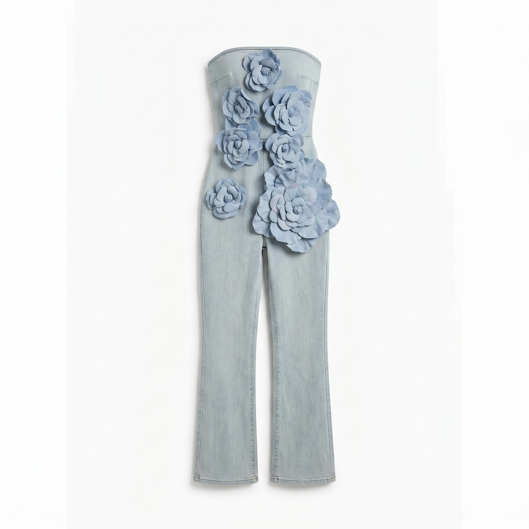 Azure Bloom Strapless Jumpsuit