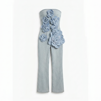 Azure Bloom Strapless Jumpsuit
