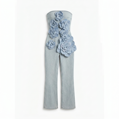 Nora Blue Strapless Jumpsuit