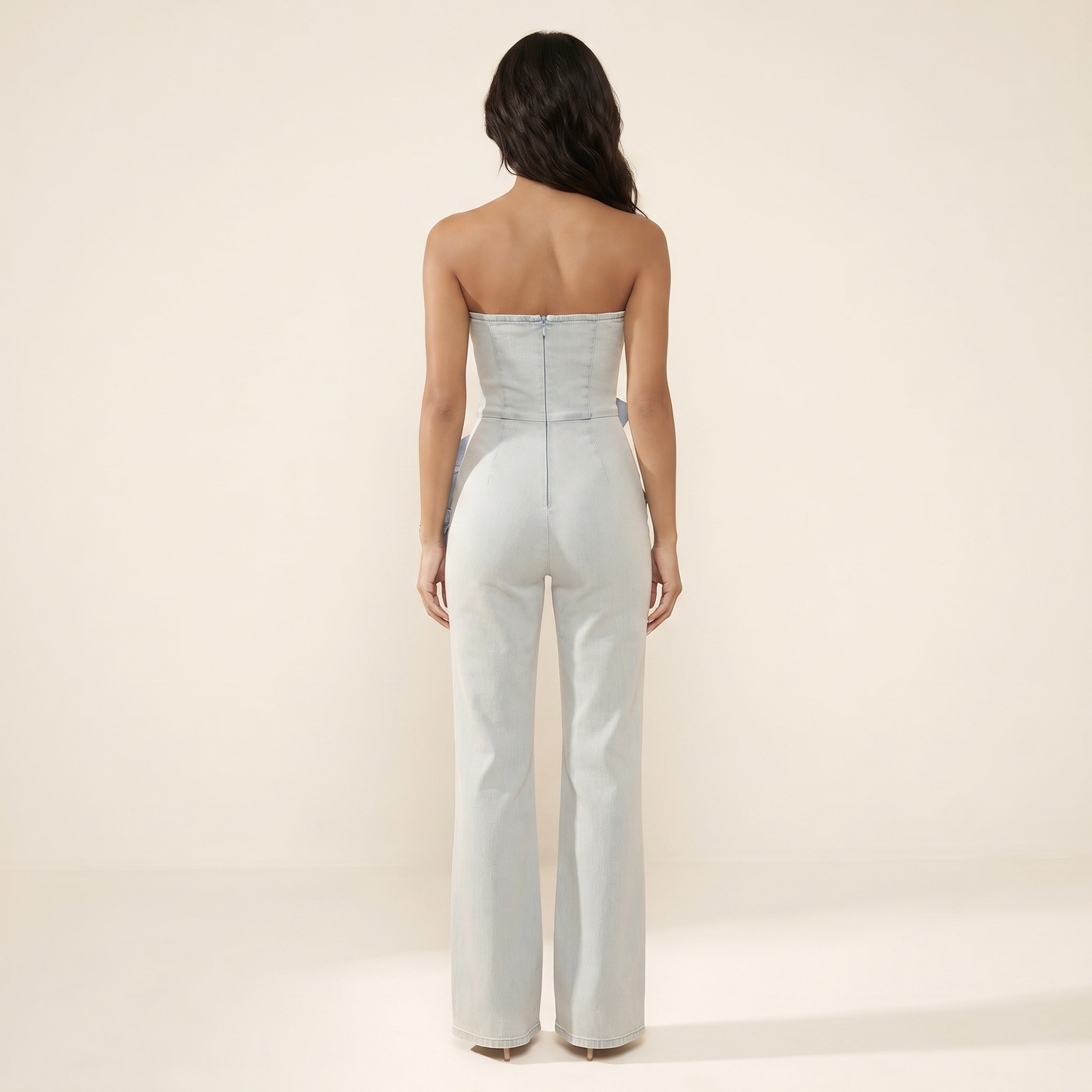 Nora Blue Strapless Jumpsuit