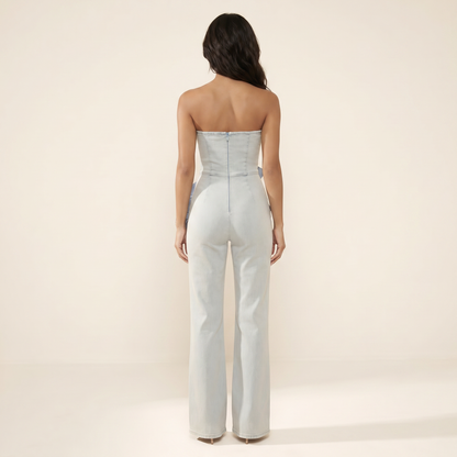 Nora Blue Strapless Jumpsuit