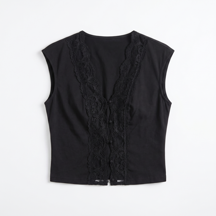 Iris Wine Lace Top — Black