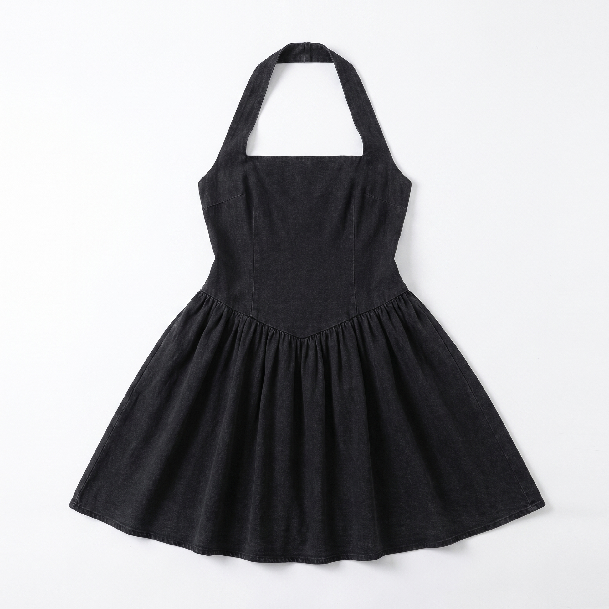 Sunoire high quality autumn halter knitted pleated lady sleeveless elegant mini casual women dress garment flatlay 01