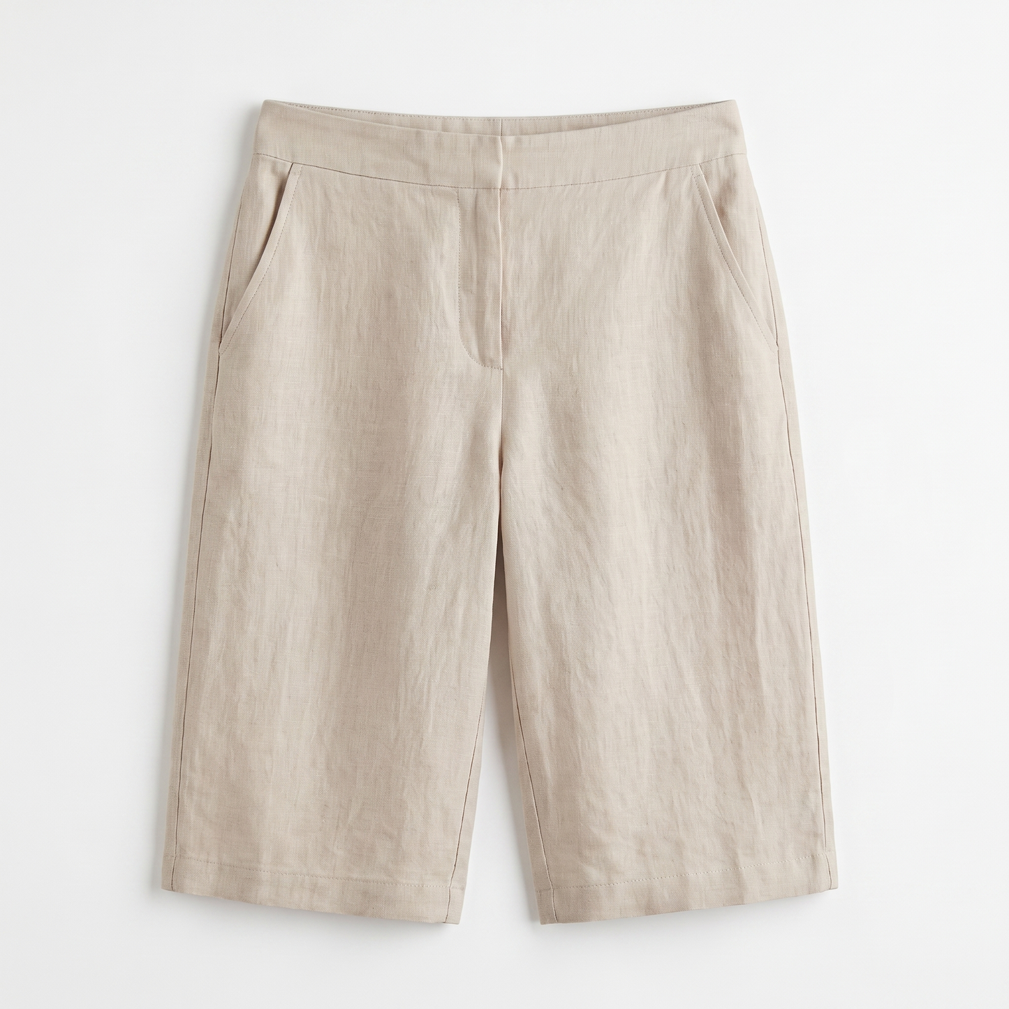 Sunoire high waist bermuda shorts wide leg cotton blend summer shorts garment flatlay 01