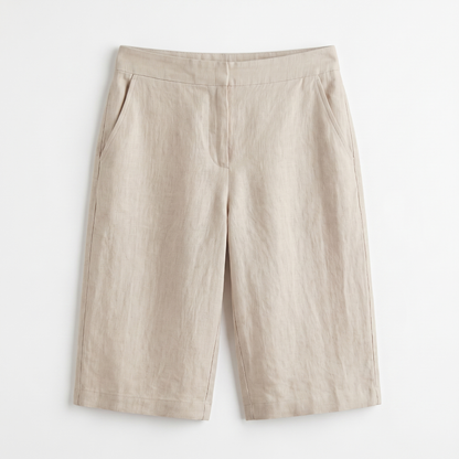 Sunoire high waist bermuda shorts wide leg cotton blend summer shorts garment flatlay 01