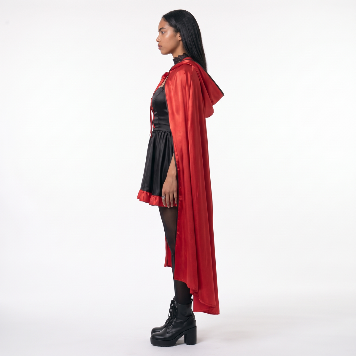 Sunoire hooded cape and mini dress set side view 01