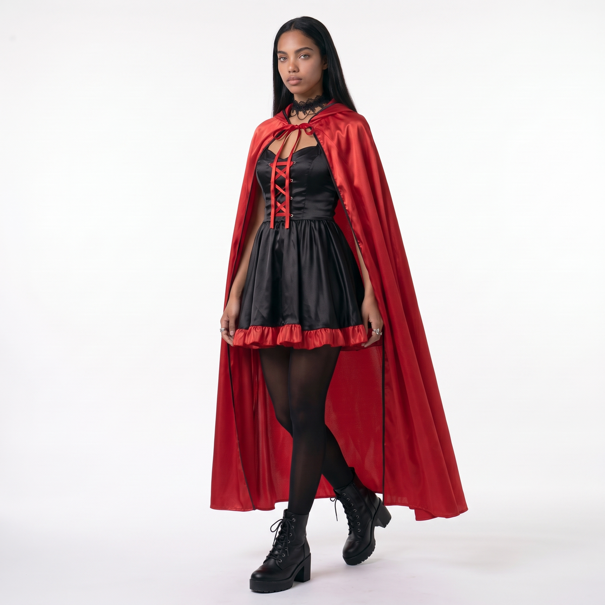 Sunoire hooded cape and mini dress set three quarter 01