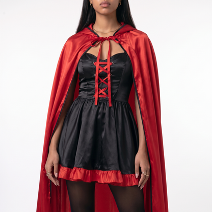 Sunoire hooded cape and mini dress set torso crop 01