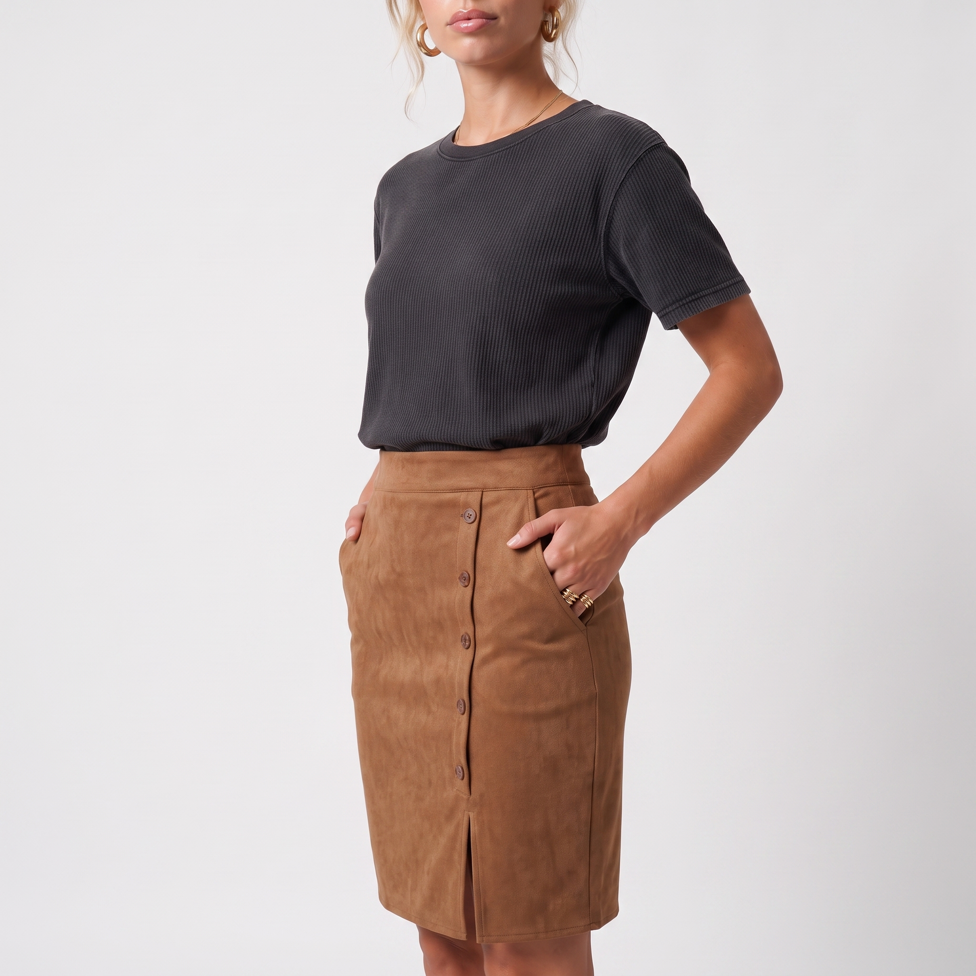Sunoire hope minirock mit knopfleiste torso crop 01