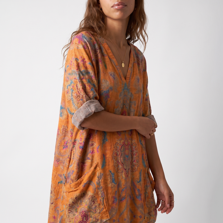 Sunoire indra womens boho front pocket oversized maxi dress torso crop 01