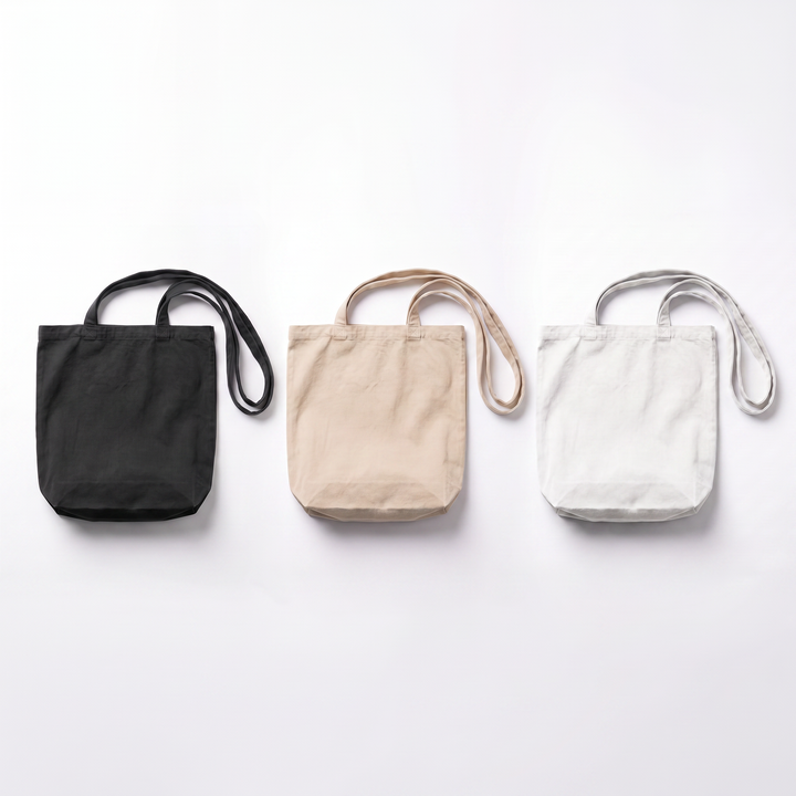 Sunoire iris black canvas tote bag collection flatlay