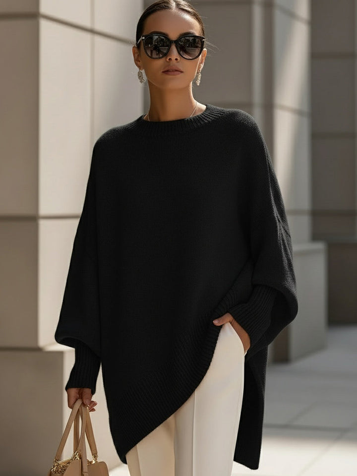 Women's Sophisticated Oversized Wool Blend Jumper — Black