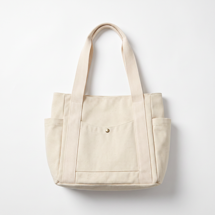 Sunoire josie white canvas tote bag 01 front