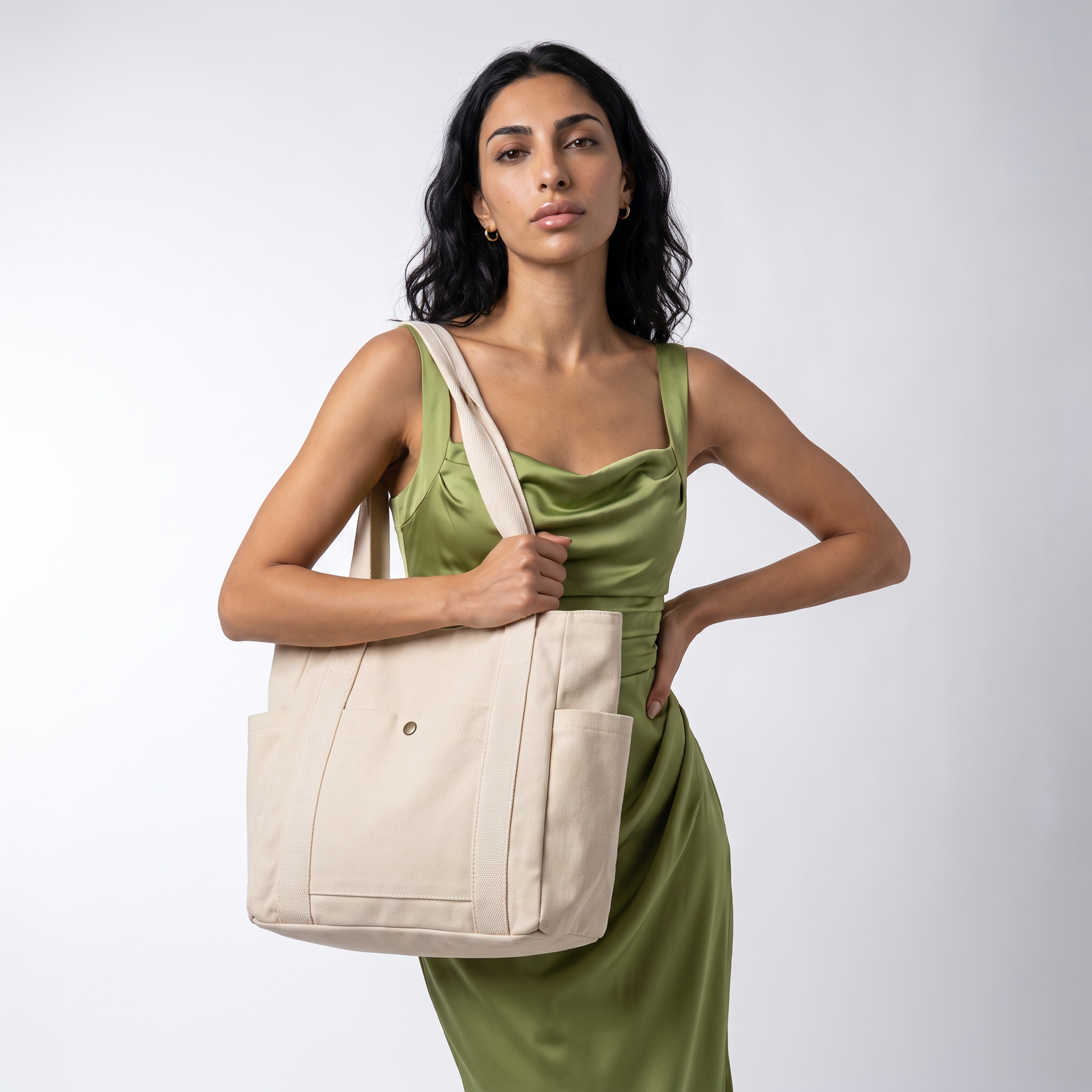 Sunoire josie white canvas tote bag 03 detail