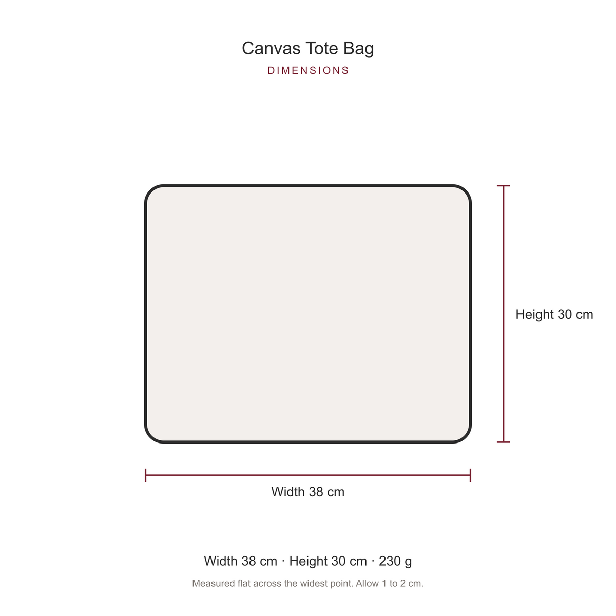 Canvas Tote Bag, dimensions