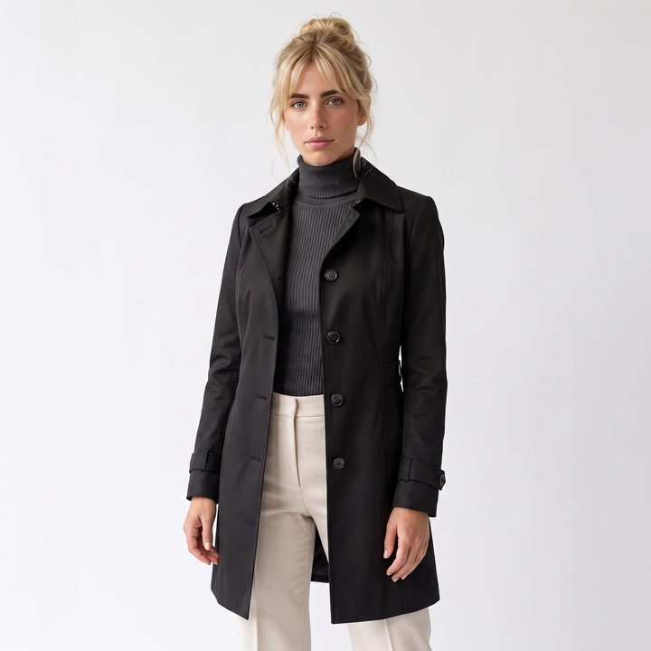Sunoire kirsten classic and stylish trench coat colorway black front crop 01