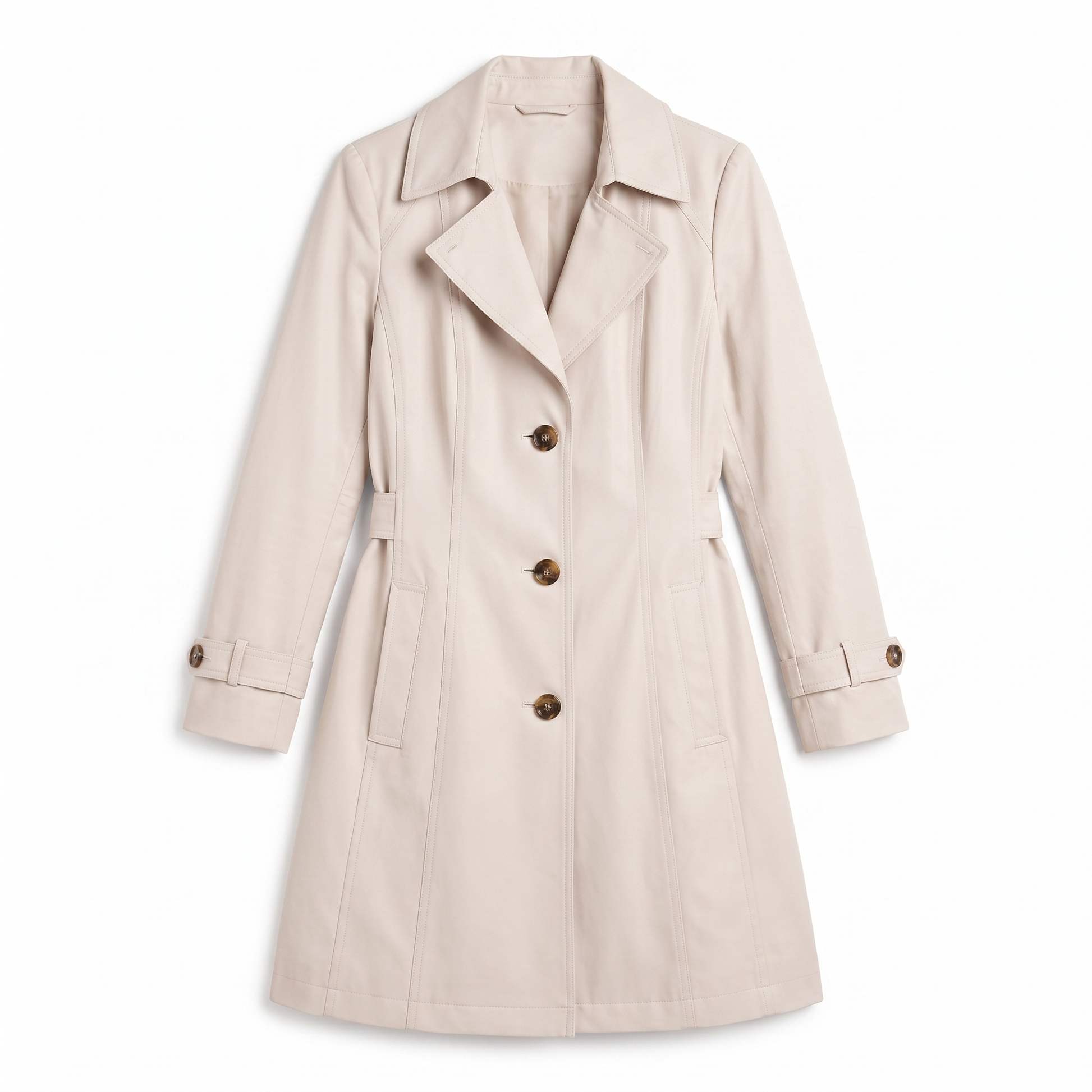 Sunoire kirsten classic and stylish trench coat garment flatlay 01