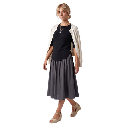 Sunoire knitted women s short sleeved round neck t shirt slim fit korean version elegant commuting summer new cool base shirt colorway black front hero 01