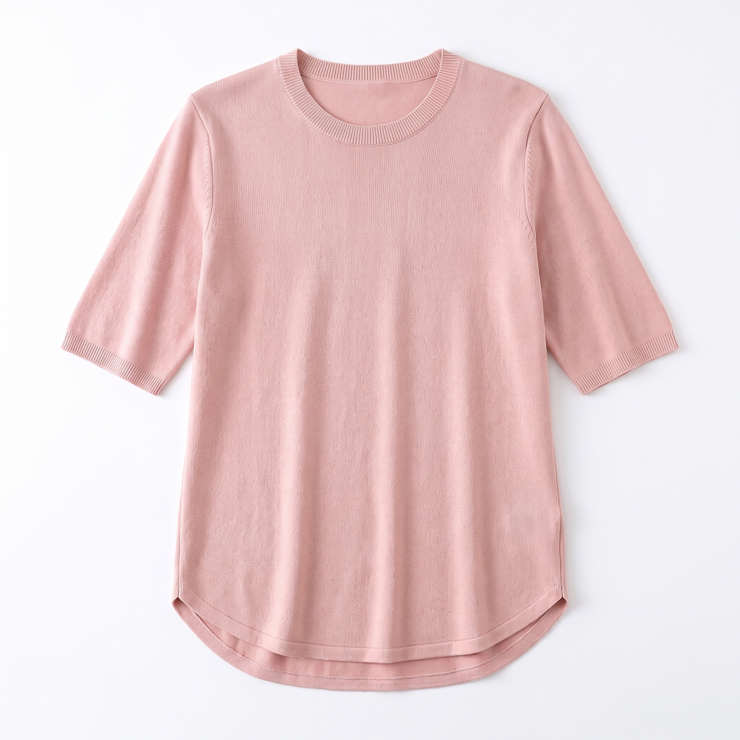 Sunoire knitted women s short sleeved round neck t shirt slim fit korean version elegant commuting summer new cool base shirt garment flatlay 01