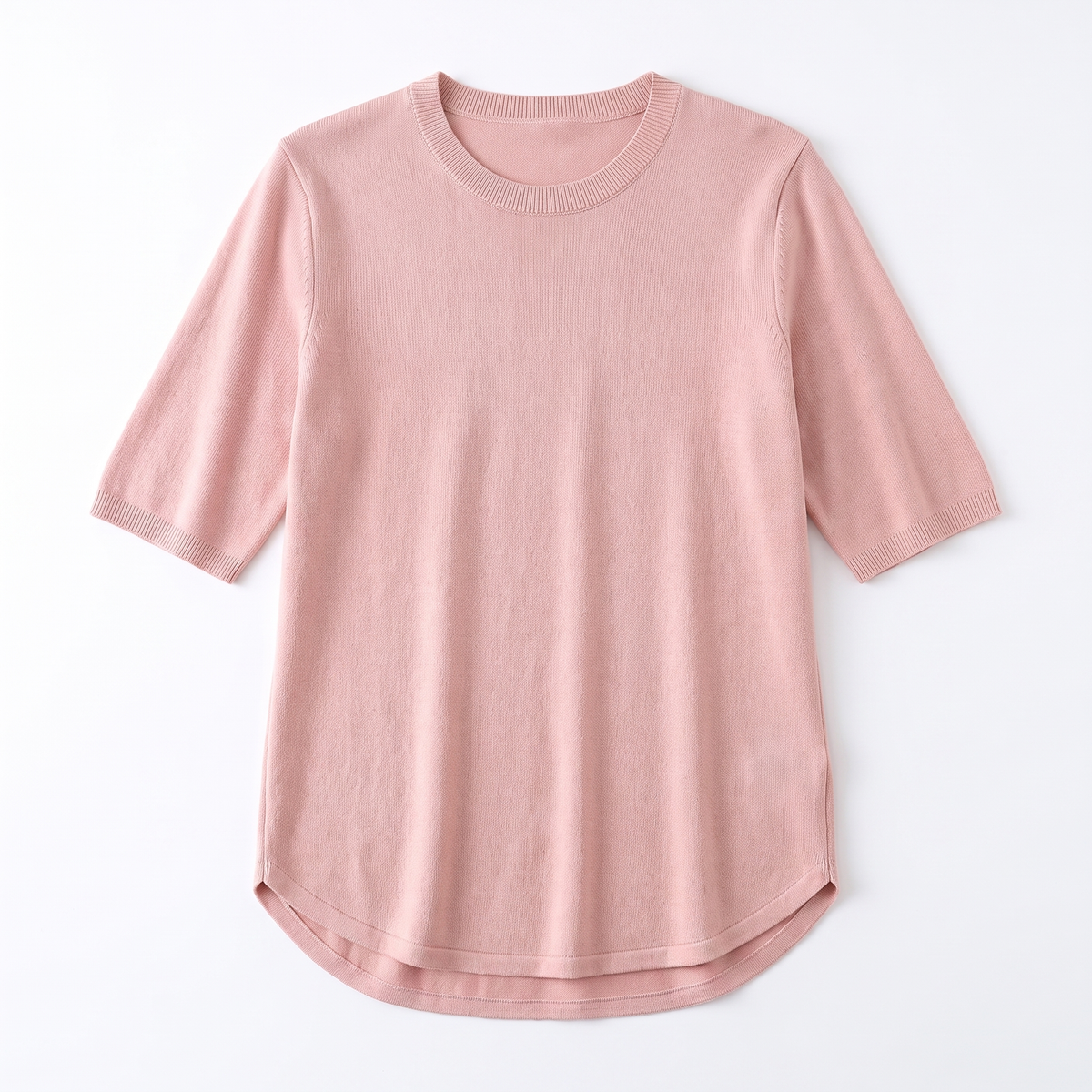 Sunoire knitted women s short sleeved round neck t shirt slim fit korean version elegant commuting summer new cool base shirt garment flatlay 01