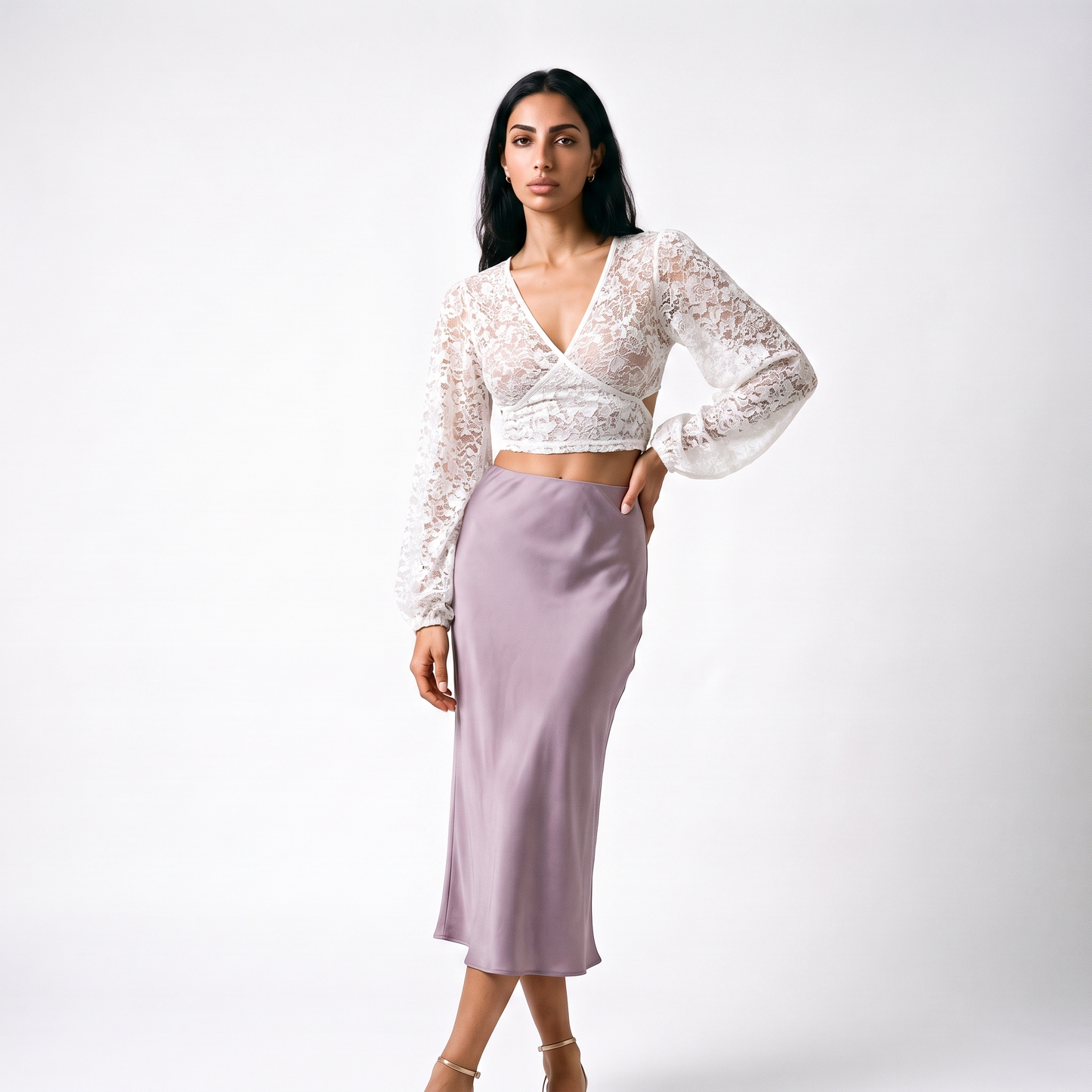 Sunoire lace shirt lace up back see through design short slimming solid color new autumn korean style chic blouse all match top women colorway white front crop 01