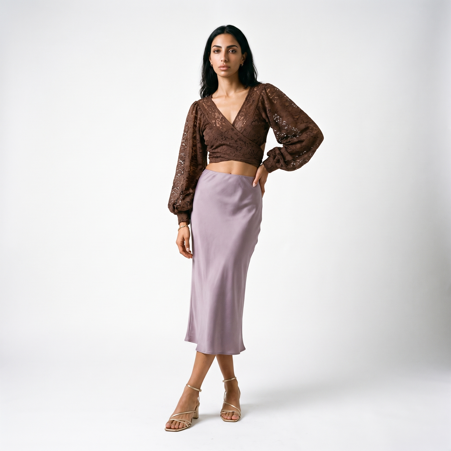 Sunoire lace shirt lace up back see through design short slimming solid color new autumn korean style chic blouse all match top women front hero 01