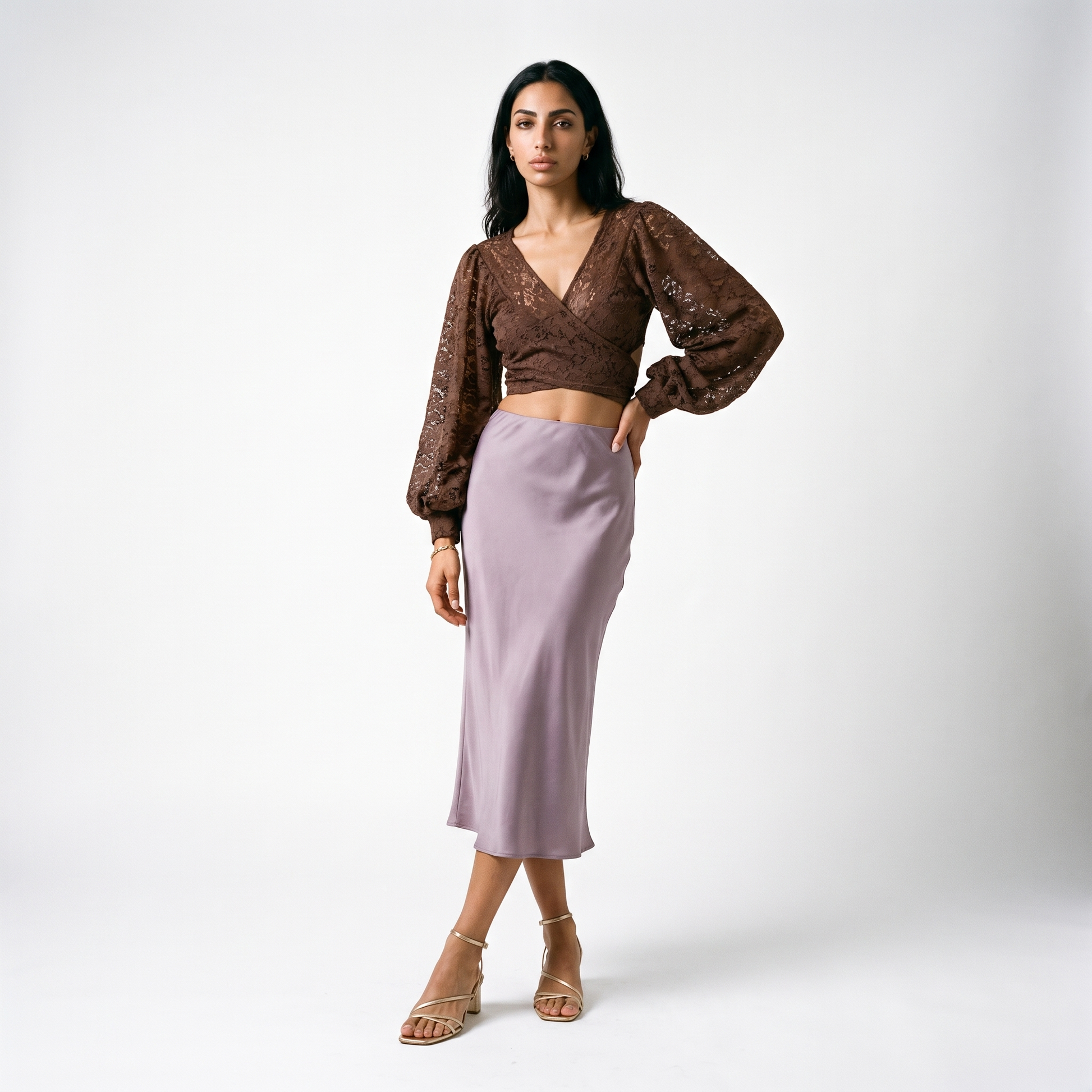 Sunoire lace shirt lace up back see through design short slimming solid color new autumn korean style chic blouse all match top women front hero 01