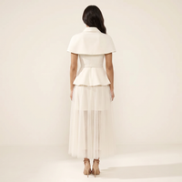 Sunoire larevix cape skirt set with belt back view 01