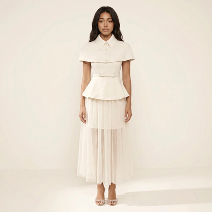 Sunoire larevix cape skirt set with belt front hero 01
