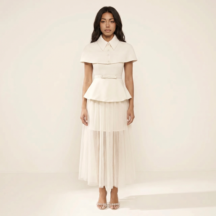 Larevix Cape Skirt Set With Belt