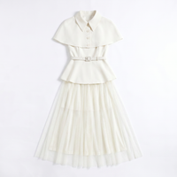 Sunoire larevix cape skirt set with belt mannequin white 01