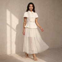 Sunoire larevix cape skirt set with belt walking 01