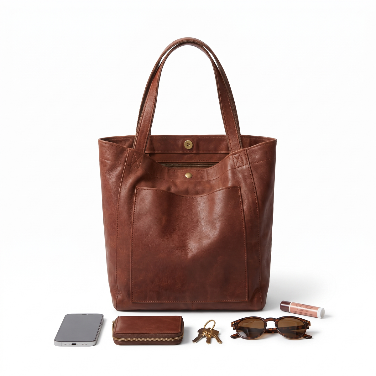 Leather Tote Bag, what fits inside